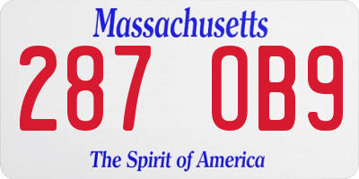 MA license plate 287OB9