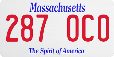 MA license plate 287OC0