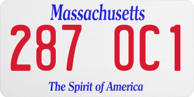 MA license plate 287OC1