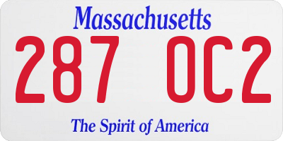 MA license plate 287OC2