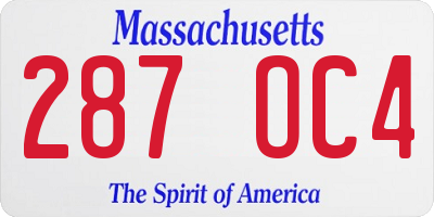 MA license plate 287OC4