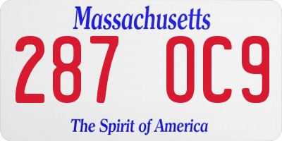 MA license plate 287OC9