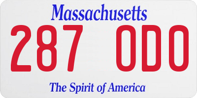 MA license plate 287OD0