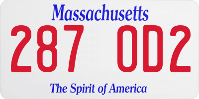 MA license plate 287OD2