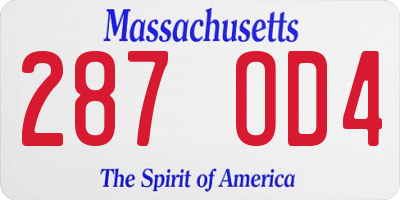 MA license plate 287OD4