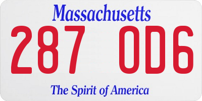 MA license plate 287OD6