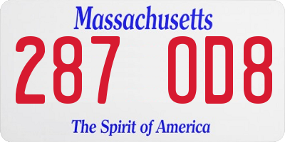 MA license plate 287OD8