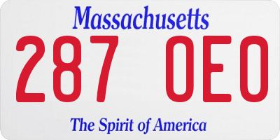 MA license plate 287OE0