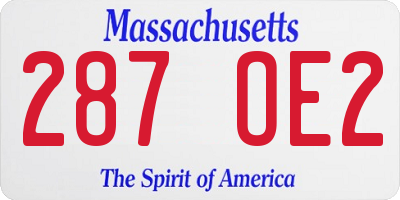 MA license plate 287OE2