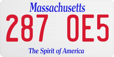 MA license plate 287OE5