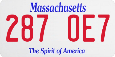 MA license plate 287OE7