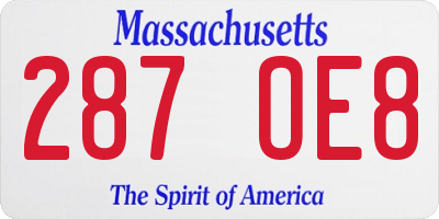 MA license plate 287OE8