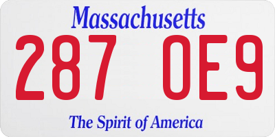 MA license plate 287OE9
