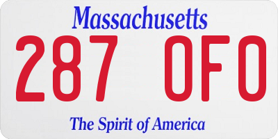 MA license plate 287OF0