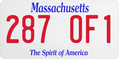 MA license plate 287OF1
