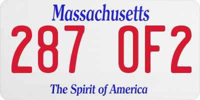 MA license plate 287OF2