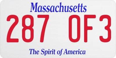 MA license plate 287OF3