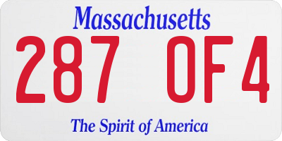 MA license plate 287OF4