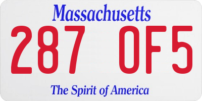 MA license plate 287OF5