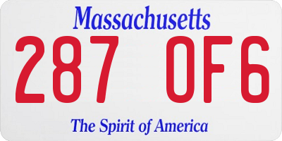 MA license plate 287OF6