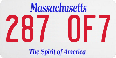 MA license plate 287OF7