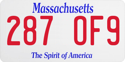 MA license plate 287OF9
