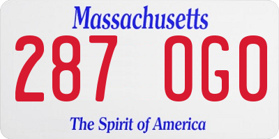 MA license plate 287OG0