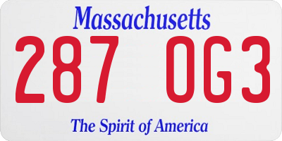 MA license plate 287OG3