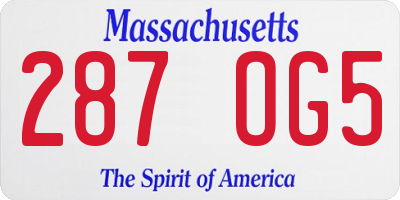 MA license plate 287OG5