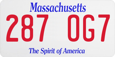 MA license plate 287OG7
