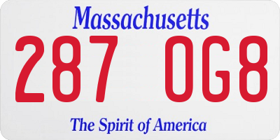 MA license plate 287OG8