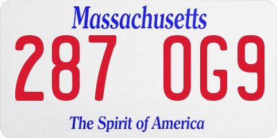MA license plate 287OG9