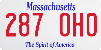 MA license plate 287OH0