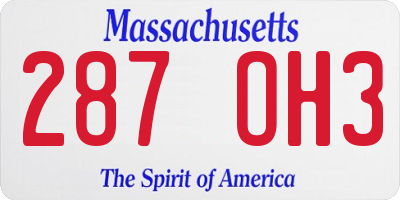MA license plate 287OH3