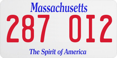 MA license plate 287OI2