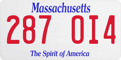 MA license plate 287OI4