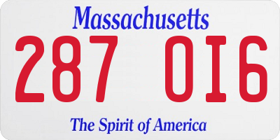 MA license plate 287OI6