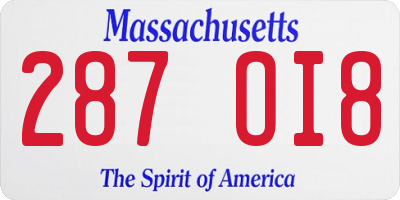 MA license plate 287OI8