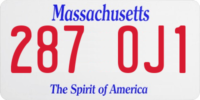 MA license plate 287OJ1