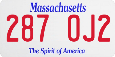 MA license plate 287OJ2