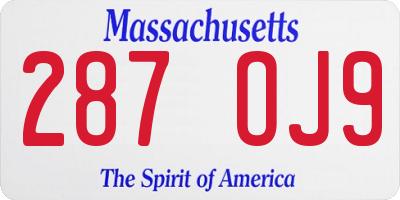 MA license plate 287OJ9