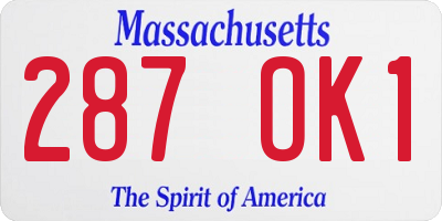MA license plate 287OK1
