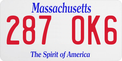MA license plate 287OK6