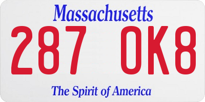 MA license plate 287OK8