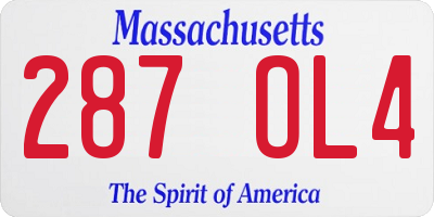 MA license plate 287OL4