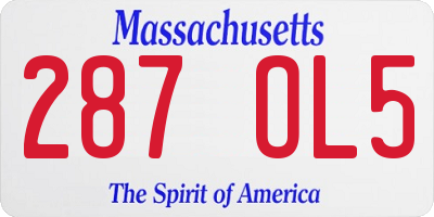 MA license plate 287OL5