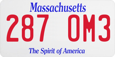 MA license plate 287OM3