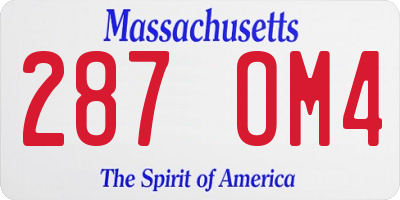MA license plate 287OM4