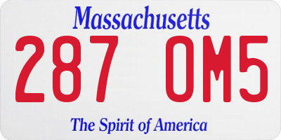 MA license plate 287OM5