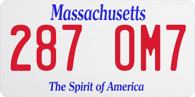 MA license plate 287OM7